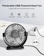 TriPole Small Desk Fan USB Powered Portable Fan 3 Speeds Strong Airflow Mini - Image 3