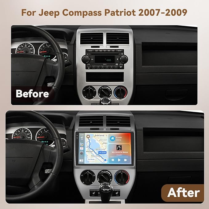 Android 15 Car Stereo for Jeep Compass Patriot 2007 2008 2009, Hikity 10'' - Image 2