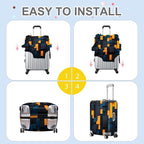 ANNA QUEEN Dark Geometric Wood Luggage Cover, Modern Abstract Suitcase Protector - Image 5