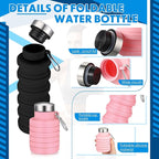 Baderke 2 Pcs Collapsible Water Bottles 17oz Silicone Travel Foldable Portable - Image 3