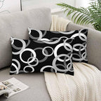 Abstract Geometric Circle 12 X 20 Pillow Covers Black White Decor Artwork Set - Image 5