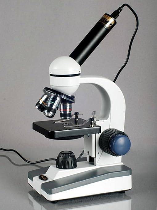 AmScope M150C-PB10-WM Compound Monocular Microscope, WF10x and WF25x Eyepieces - Image 3
