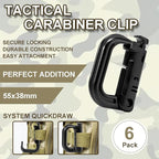 6 Pack 2.12“ Tactical Locking D Ring Plastic Carabiner Backapck Molle Hook Clip - Image 5