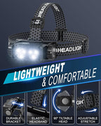 Headlamp Rechargeable 2PCS, 4500L Super Bright Light Bright LED Rechargeable - Image 7