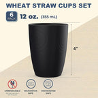 Wheat Straw Cups 6 PCS Good Alternative to Plastic Reusable Cups 12 oz - Image 2