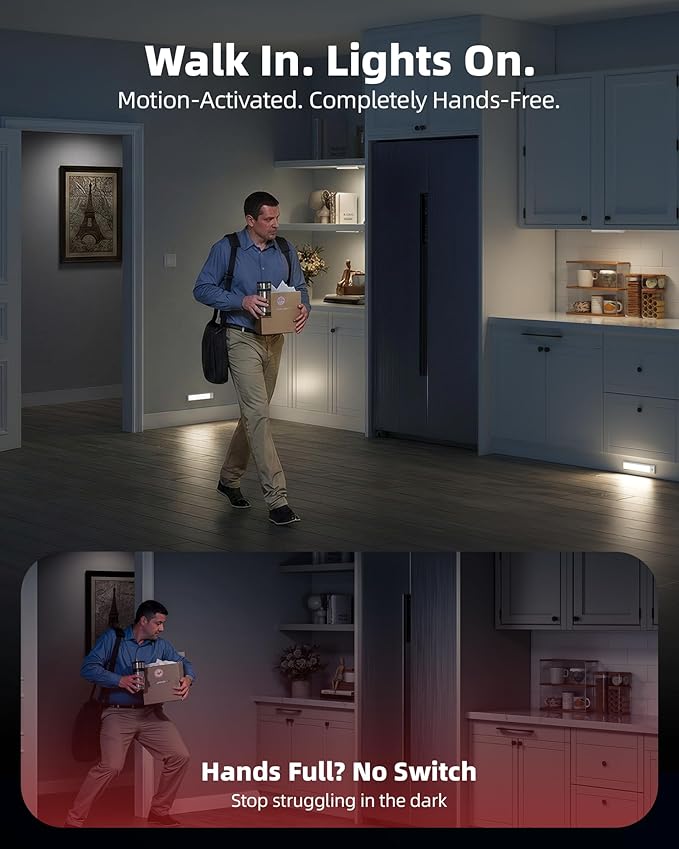 8inch Under Cabinet Lighting Wireless, LED Closet Lights USB Charging, 3 Color - Image 6