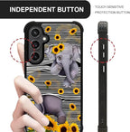 for Samsung Galaxy S23 FE Case, Cute Little Elephant Sunflower White Line Art - Image 5
