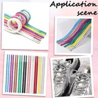 24 Strands 12 Colors 78.7 FT Keychaincord Keychain String Cloth Glitter Round - Image 7