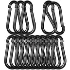Black Carabiner, Heavy Duty Galvanized Steel Spring Snap Hook Carabiner Clips by High-PQ