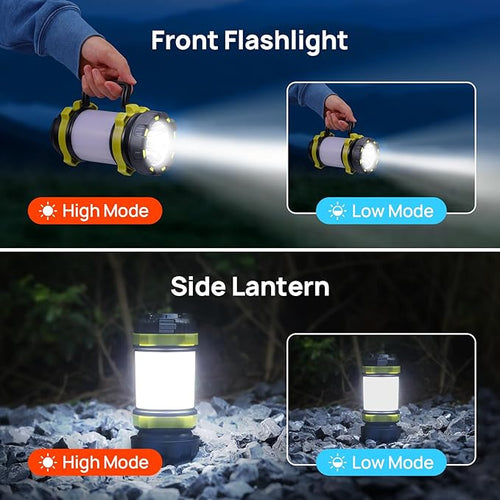 2 Pack LED Camping Lantern Flashlight Rechargeable, Consciot Portable Torch - Image 2