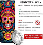 Firmiso 20 oz Tumbler｜Skinny Insulated Travel Mug｜Sugar Skull Floral Stainless - Image 8