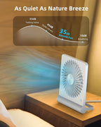 Koonie USB Fan, Strong Wind Quiet Small Desk Fan 220° Tilt Folding 3 Speeds - Image 5