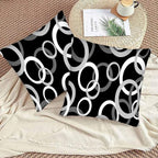 Abstract Geometric Circle 18 X 18 Pillow Covers Black White Decor Artwork Set - Image 3