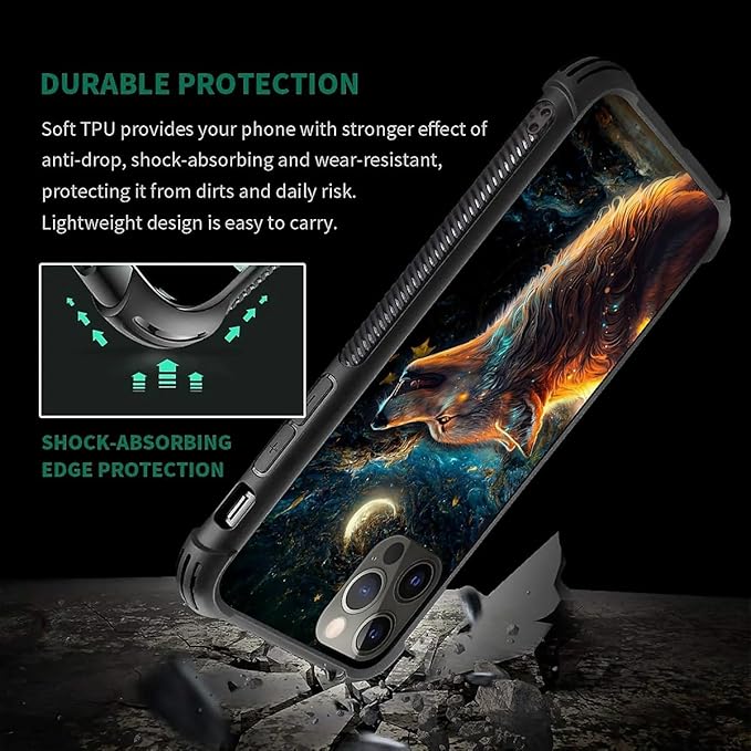 for iPhone 11 Pro Max Case, Star Cave Hungry Wolf Pattern Graphic Design Girl - Image 7