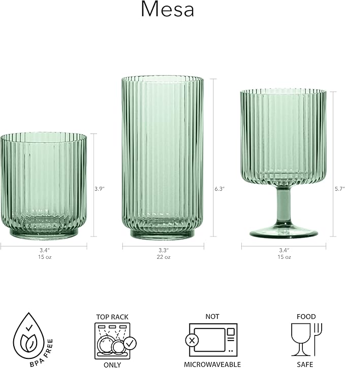 TarHong Mesa Premium Plastic Drinkware Tumbler/Double Old Fashioned, 15 Ounce - Image 7
