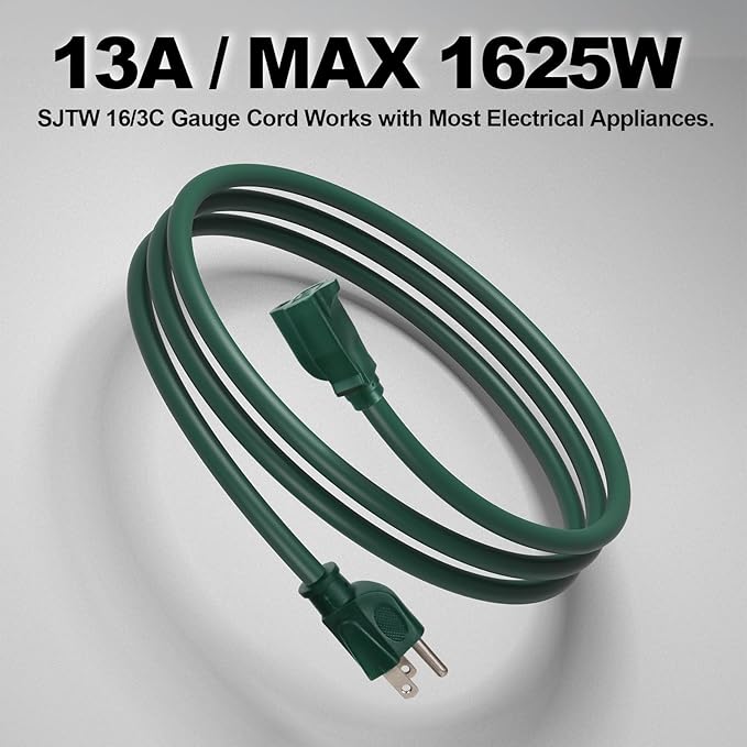 EP 2 Pack 6FT Green Outdoor Extension Cord, 16/3 SJTW Heavy Duty Waterproof - Image 7