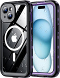 Red2Fire for iPhone 15 Case Waterproof, Phone Case 6.1" Purple/Clear by Red2Fire