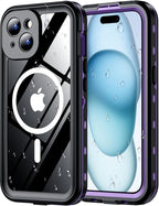 Red2Fire for iPhone 15 Case Waterproof, Phone Case 6.1" Purple/Clear by Red2Fire
