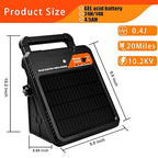 20 Mile Solar Electric Fence Charger, 0.4J Output Solar Fence Kit 10.2 KV Max - Image 3