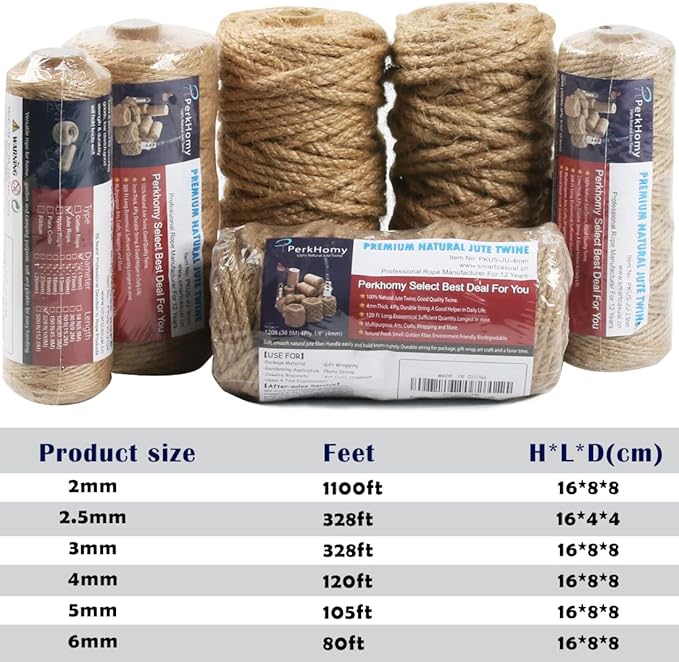PerkHomy Jute Twine String 6mm Natural Thin Ribbon - Image 6