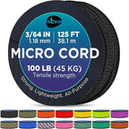 TECEUM Micro Paracord – 1.18 mm X 125 ft – Micro Utility Cord – Thin Braided by TECEUM
