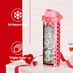 24 oz Valentine's Day Water Bottle: Meoky Stainless Steel Heart Water Bottle - Image 3