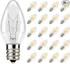 25 Pack C7 Clear Replacement Bulbs, C7 Outdoor Candle Light Bulbs, Night Candle by Konictom
