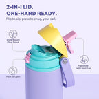 POWCAN 18 oz Insulated Water Bottle: 2-in-1 Push-Button Spout & Quick-Flip Straw - Image 2