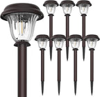 DERAYSION 8 Pack Solar Lights Outdoor, Stainless Steel Glass Solar Pathway - Image 8