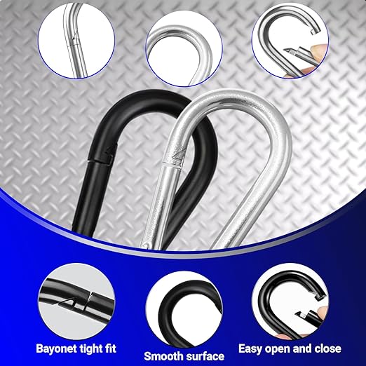 50 Pack 3" Heavy Duty Carabiner Clips, M8 Sliver Galvanized Steel Spring Snap - Image 5