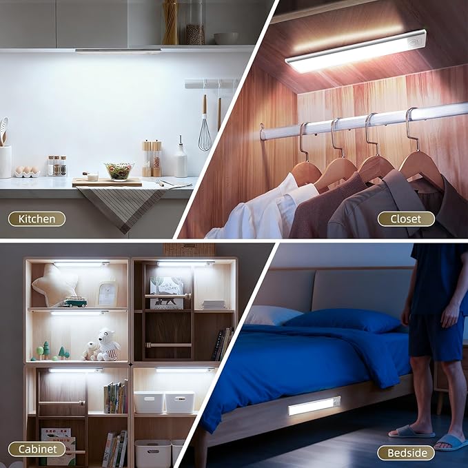 12inch Under Cabinet Lighting, 4 Pack Rechargeable Motion Sensor Light Indoor - Image 8