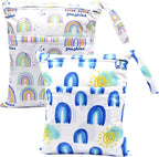 2pcs Waterproof Wet Bags with Two Zippered Pockets, Reusable by Welcometoeaxin