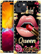 Compatible with iPhone 15 Case, Glitter Red Rose Queen Leopard Lipstick Luxury by Unknown
