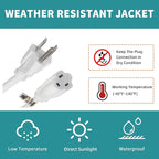 Indoor/Outdoor Extension Cord, 16 Gauge 15FT White 3 Prong Heavy Duty, - Image 7