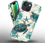 for iPhone 15 Plus Case, HH2 Ocean Sea Turtle Nautical Map Hybrid 2 Layer Hard - Image 2