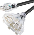 15FT 12/3 Extension Cord Heavy Duty Black 3-Outlet Indoor/Outdoor SJTW Lighted by Mshyet
