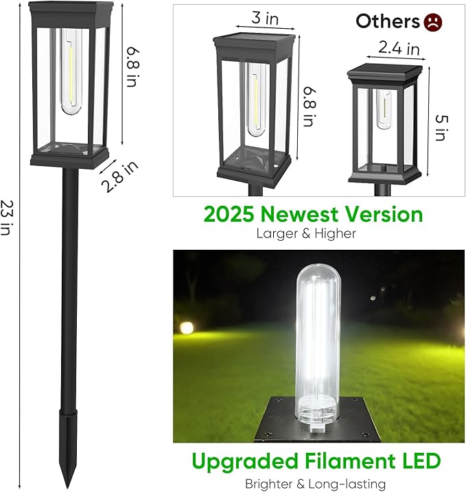 8 Pack Solar Pathway Lights Outdoor, IP65 Waterproof - Image 5