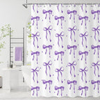 Purple Bow Shower Curtain by Caheansi