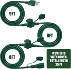 25Ft Outdoor Extension Cord Multiple Plugs- Evenly Spaced 3 Outlets Plugs - Image 2