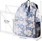 Drawstring Backpack with Mesh Pockets String Gym Bag Sackpack Sandproof Water - Image 7