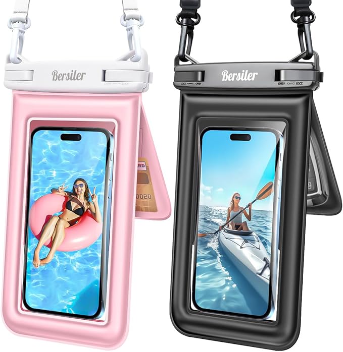 Floating Waterproof Phone Pouch 2 Pack, IPX8 Waterproof Phone Case by BERSILER