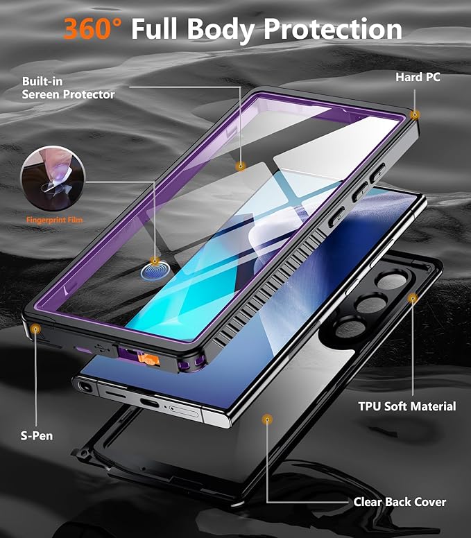 Temdan Designed for Samsung Galaxy S24 Ultra Case, Waterproof Built-in Lens & - Image 5