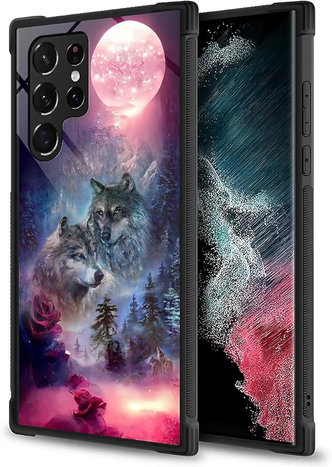 for Samsung Galaxy S23 Ultra Case, Star Two Wolfs Howling Pattern Graphic - Image 5