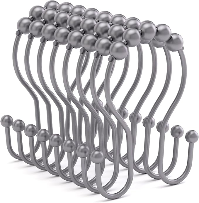 Bathway Shower Curtain Hooks, Shower Curtain Rings Rust Proof Double Hook by Bathway