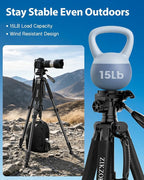 75" Camera Tripod, Aluminum Heavy Duty Camera Stand - Image 4
