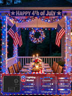 2 Pack 200 LED Red White and Blue Solar String Lights Outdoor Waterproof - Image 3