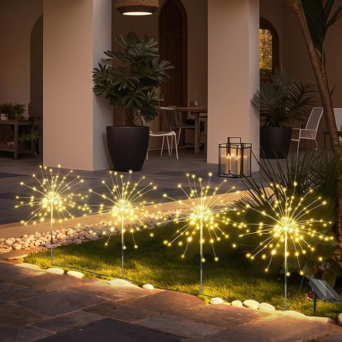 Anordsem Solar Fireworks Lights Outdoor: 4 Bendable Copper Wire 120 LEDs String - Image 5