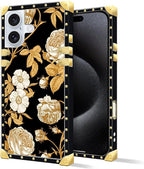 Compatible with iPhone 16 Plus Case, Blooming Rose Golden Flower Luxury Golden - Image 3