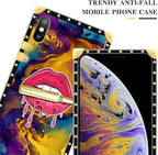 Compatible with iPhone XR Case, Cool Corlorful Lip Marble Luxury Golden - Image 4