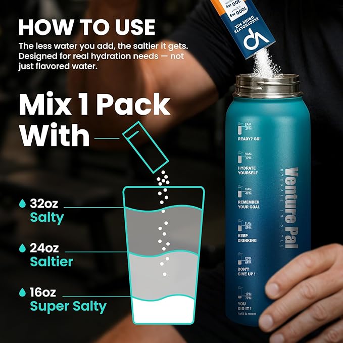 Venture Pal High Sodium Electrolyte Powder Packets | Sugar Free Hydration Drink - Image 7